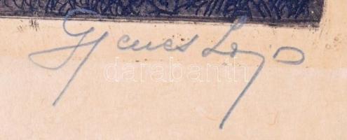 Gyenes Lajos (1890-1971): Vízparti ház 1912, rézkarc, papír, jelzett, 26,5x18,5cm