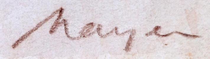 Mayer (?) jelzéssel: Városi forgatag. Akvarell, papír, paszpartuban, 20,5x31,5 cm