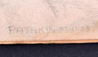 Pataky Ferenc (1897-?): Ülő női portré. Ceruza, papír (papírra kasírozva), jelzett, datált (1923), j...