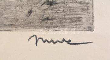 Imre István (1918-1983): Kislány a Balatonban, rézkarc, papír, jelzett, üvegezett fa keretben, 29×38...