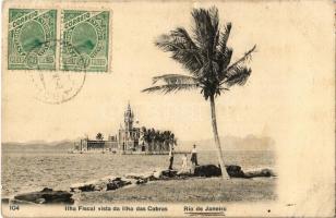 1907 Rio de Janeiro, Ilha Fiscal vista da Ilha das Cobras / island. TCV card (EK)