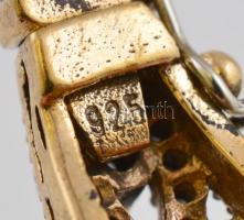 Aranyozott ezüst(Ag) kövekkel gazdagon kirakott karperec, jelzett, 6×5,5 cm, bruttó: 23,3 g