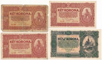 1920. 2K 2aa (3x) + 20K sorszámok közt pont T:II-III- Adamo K7,K21h