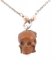 Ezüst(Ag) golyós díszítésű nyaklánc, Jézus/halálfejes medállal, jelzett, h: 40 cm, bruttó: 5,3 g