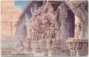 1926 Srirangam (Tiruchirappalli, Trichinopoly); Cavalry of the Gods. Raphael Tuck & Sons Oilette Postcard No. 8972. Historic India Series II. (EK)