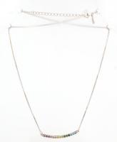 Ezüst(Ag) nyaklánc, színes kövekkel, Pandora jelzéssel, állítható h: max. 48 cm, bruttó: 4,3 g