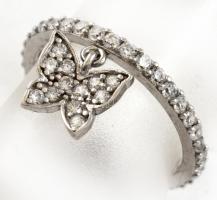 Ezüst(Ag) pillangós gyűrű, jelzett, méret: 49, bruttó: 1,4 g