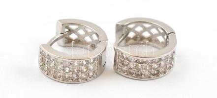 Ezüst(Ag) karikafülbevaló-pár kövekkel, jelzett, d: 1,1 cm, bruttó: 3,3 g