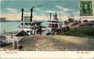 1907 Kansas (Missouri), River Scene, Annie Cade steamboat, steamships. Published by Knight & Co. 1519. TCV card (EK)