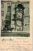 1898 Praha, Prag, Prague; Die astronomische Uhr / Astronomical clock, horse-drawn carriage. Carl Bellmann (small tear)