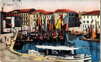 1926 Grado, port, steamship, sailing vessels. Gius. Stokel & Debarba - from postcard booklet