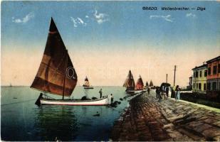 1916 Grado, Wellenbrecher / Diga / breakwater, sailboat