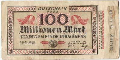 Német Birodalom/Weimari Köztársaság/Pirmasens 1923.9.17. 100.000.000M T:III-