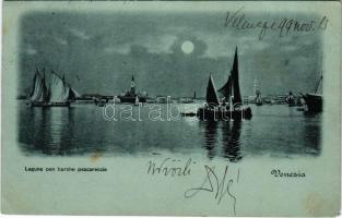 1899 Venezia, Venice; Laguna con barche pescareccie / lagoon with fishing boats (EM)