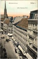 Wien, Vienna, Bécs I. Kärtnerstrasse, Hotel Erzherzog Karl, K. k. Tabak-Trafik / street view, hotel, tobacco shop, horse-drawn carriages. P. Ledermann
