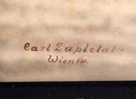 Carl Zapletal (1876-1941). Autó hegyvidéki úton, 1920-30 körül, feltehetően ausztriai helyszínen, fo...