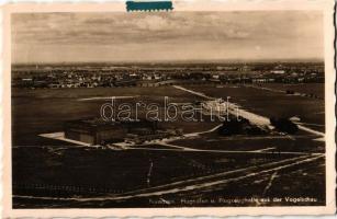 1935 München, Munich; Flughafen u. Flugzeughalle aus der Vogelschau / airport, airplane hangar (EK)