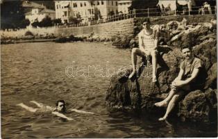 1908 Abbazia, Opatija; fürdőző férfiak / bathers. photo