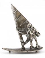 Ezüst(Ag) miniatűr szörfös, jelzett, h: 6,5 cm, nettó: 20,2 g