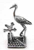 Ezüst(Ag) miniatűr gólya, jelzett, h: 4 cm, nettó: 16,3 g