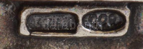 Ezüst(Ag) miniatűr gólya, jelzett, h: 4 cm, nettó: 16,3 g