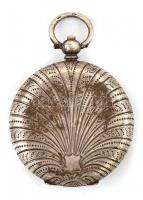 Ezüst(Ag) zsebóra, ép számlappal, felhúzókulcs nélkül, jelzett, d: 3,8 cm, bruttó: 43,5 g