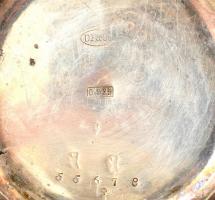 Ezüst(Ag) zsebóra, ép számlappal, felhúzókulcs nélkül, jelzett, d: 3,8 cm, bruttó: 43,5 g