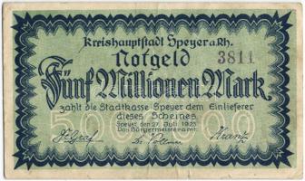 Német Birodalom/Weimari Köztársaság/Speyer a. Rh. 1923.7.27. 5000.000M hátoldali nyomat fekete T:II