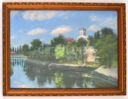 Szittya Horváth Lajos (1883-1960): Püspök-vár Győr , 1948. Pasztell, papír. jelzett, hátoldalán az a...