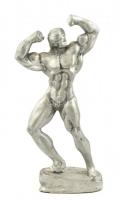 Fém bodybuilder szobor, jelzés nélkül, egy kisebb sérüléssel, m: 32 cm