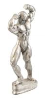 Fém bodybuilder szobor, jelzés nélkül, egy kisebb sérüléssel, m: 32 cm