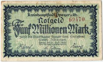 Német Birodalom/Weimari Köztársaság/Speyer a. Rh. 1923.7.27. 5000.000M hátoldali nyomat kék, vízjeles T:II/III