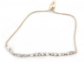 Ezüst(Ag) apró kövekkel díszített karkötő, állítható hosszúság, jelzett, max. h: 19 cm, bruttó: 4,1 ...