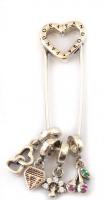 Ezüst(Ag) bross, 4 db charmmal, Pandora jelzéssel, h: 5 cm, bruttó: 6,5 g