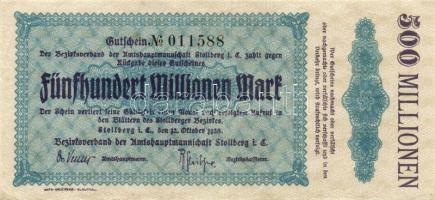 Német Birodalom/Weimari Köztársaság/Stollberg/Bezirkverband.. 1923.10.12. 500.000.000M T:II