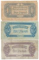 1944. 1P + 2P + 5P " A Vöröshadsereg Parancsnoksága" T:III-,IV foltos Adamo P41A,P42,P43