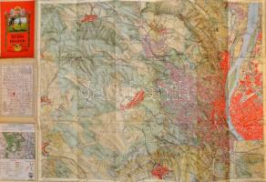 1934 Budai-hegyek, kirándulók térképe 1 sz., M. Kir. Állami Térképészet, egy kisebb szakadásokkal, 93x62 cm