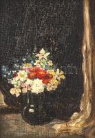 Janki jelzéssel: Virágcsendélet. Olaj, karton, keretben, 17,5×12 cm