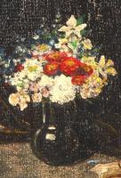 Janki jelzéssel: Virágcsendélet. Olaj, karton, keretben, 17,5×12 cm