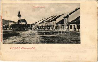 ~1900 Kisszeben, Zeben, Sabinov; Fő utca, templom. Stehr Gusztáv kiadása / main street, church (EK)
