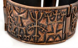 Iparművész vörösréz karperec, d: 6 cm