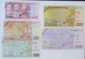 Kína ~2002. 10EUR + 50EUR + 100EUR + 200EUR + 500EUR égetési pénz T:I
China ~2002. 10 Euro + 50 Eur...