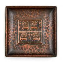 Iparművész réz tálka és pohár, m: 5 cm, 8,5×8,5 cm