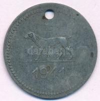 1941. "Pest-Pilis-Solt-Kiskun Vármegye" sorszámozott Zn kutyabárca T:2-