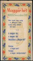 1928 Magyar hét, díszes számolócédula, enyhén sérült