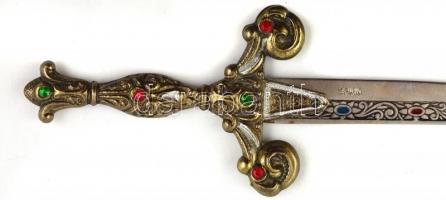 Spanyol levélbontó kés, tokban, h: 26,5 cm