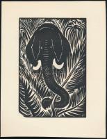 Frans Masereel (1889-1972): Elefánt, fametszet, papír, jelzett a metszeten, 16×10,5 cm