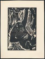 Frans Masereel (1889-1972): Őserdőben, fametszet, papír, jelzett a metszeten, 16×10,5 cm