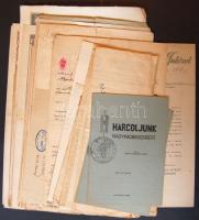 cca 1910-1945 45 db vegyes okmány és nyomtatvány (kb fele okmánybélyeggel)