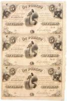 1852. 5Ft Kossuth bankó (3xklf) kitöltetlen D, E, F sorozat ívben T:III  Hungary 1852. 5 Forint (3xdiff) without date and serial number, serie D, E, F in sheet C:AU,XF Adamo G124